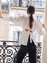 Women Waisted Leaky Back Hollow Tie Shirt